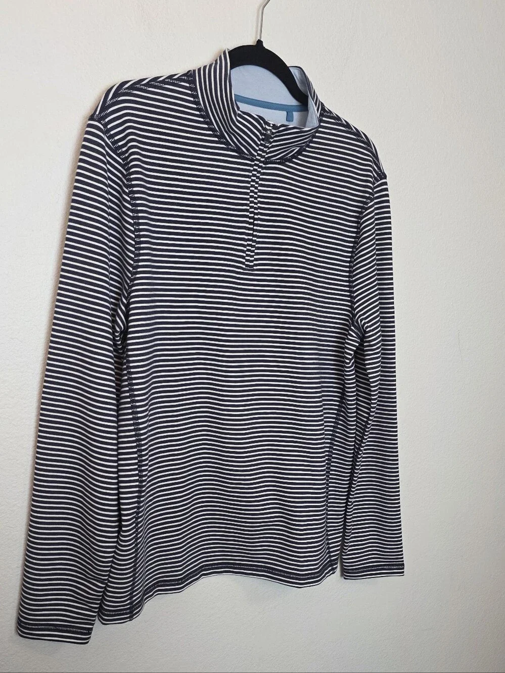 🚨NEW J CREW Men's Striped Performance Half-Zip Sweatshirt Coastal Nautical Sz M
